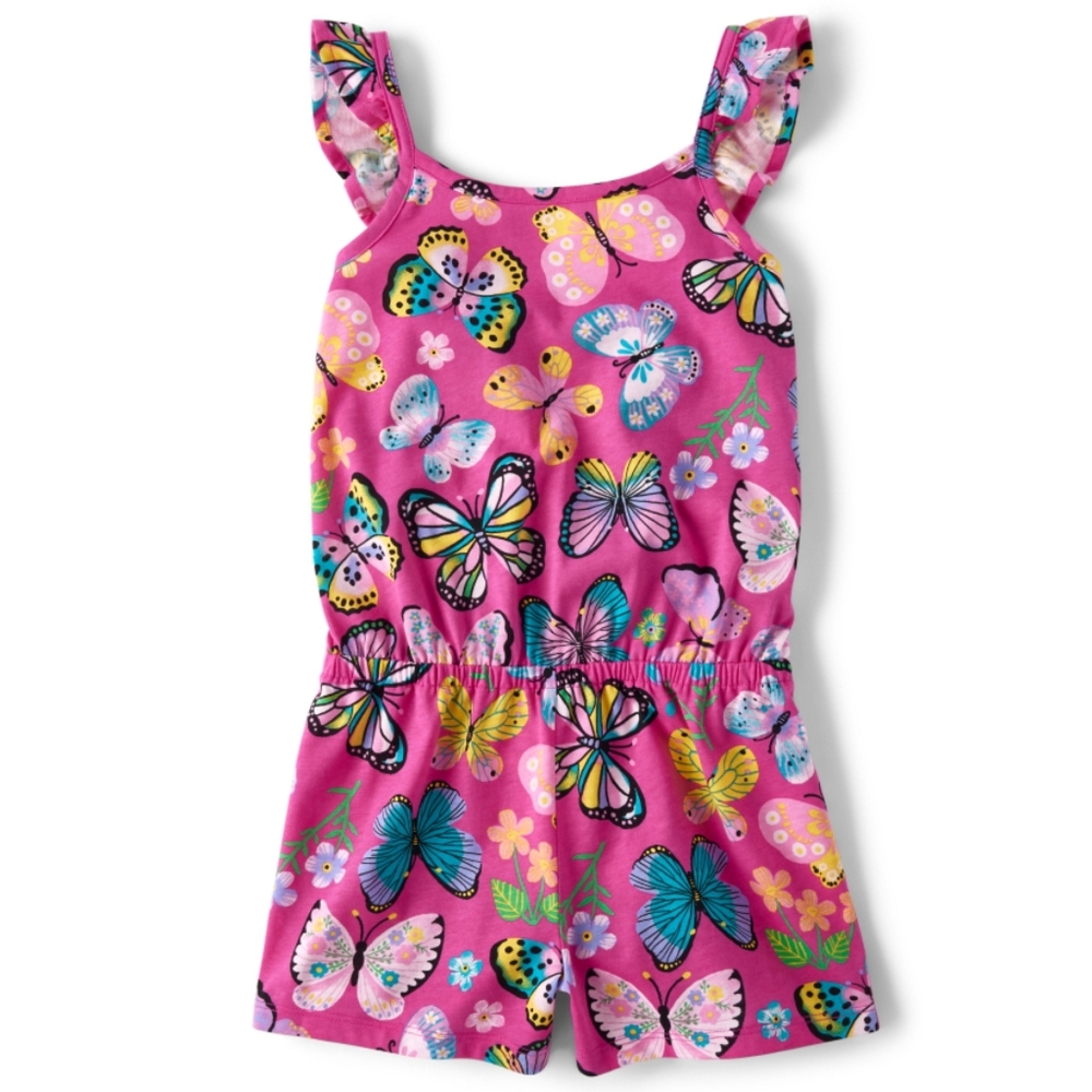 Girls Cute Magenta Pink Colorful Butterfly Butterflies Romper Size Large 10/12